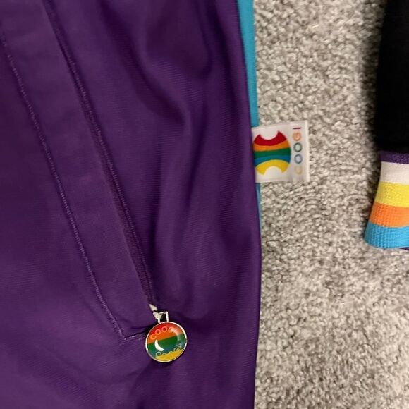 Vintage COOGI Rainbow Stripe Embossed Logo Full Zip Hoodie Sweatshirt XL men’s - Picture 3 of 5